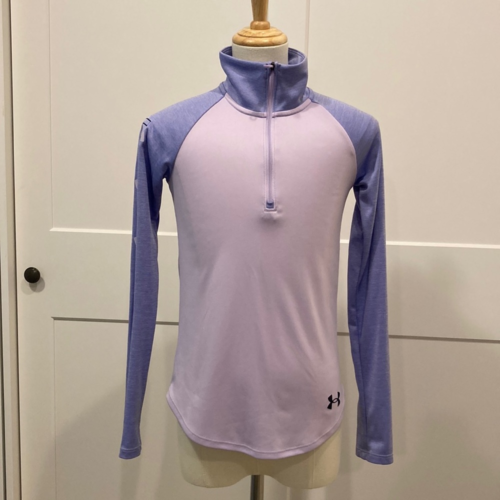 Under Armour Girls Medium Half Zip in Nebula Purple and Baja Blue
